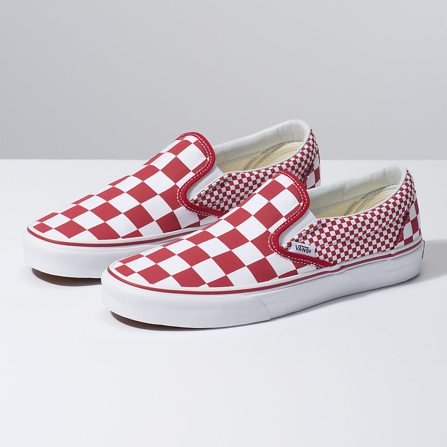 Vans Bayan Kaykay Ayakkabısı Mix Checker Slip-On Kırmızı/Beyaz | 42830-689